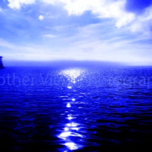 Dock on water in blue