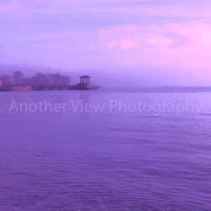 Dock on water in purple
