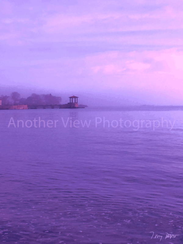 Dock on water in purple
